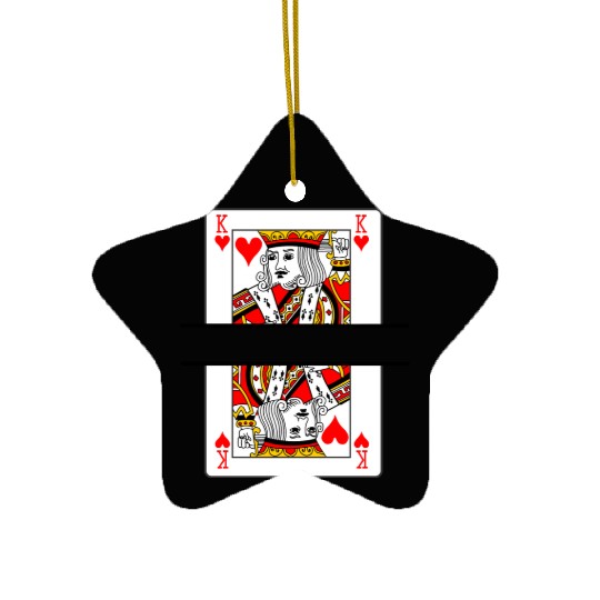 Playing card hearts king with banner space Ceramic Ornaments