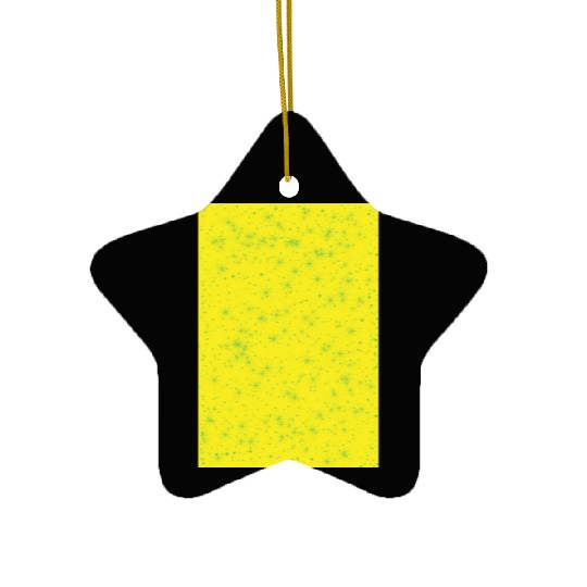 Green stars on a yellow background Ceramic Ornaments