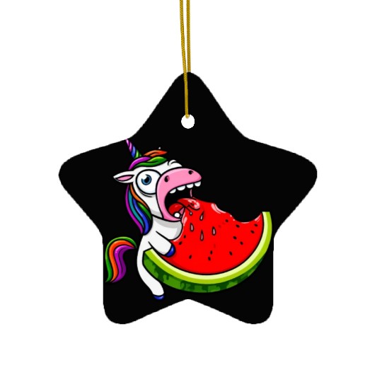 Unicorn Melon Sweet Comic Crazy Funny Quirky Ceramic Ornaments