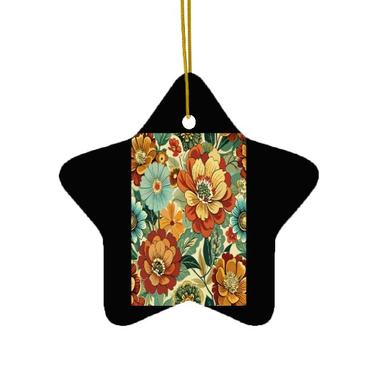 Timeless Blossoms: A Vintage Floral Tapestry Ceramic Ornaments