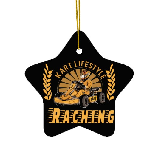 Kart Lifestyle Racing for a Kart driver Go Kart Ceramic Ornaments