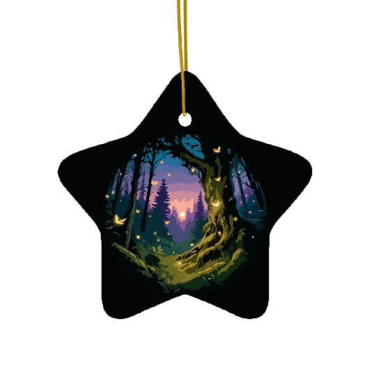 Enchanted Forest: Mystical Twilight Ceramic Ornaments