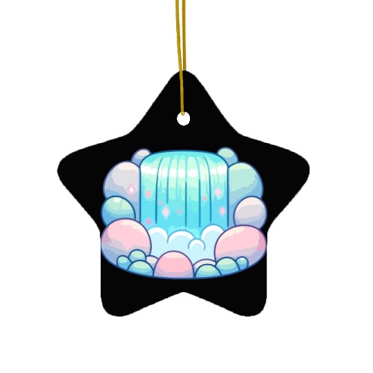 Serene Cascade: Pastel Waterfall Bliss Ceramic Ornaments