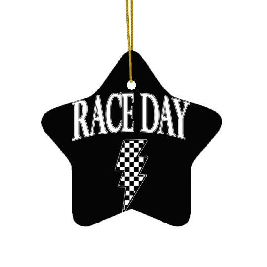 Race Day Checkered Ceramic Ornaments