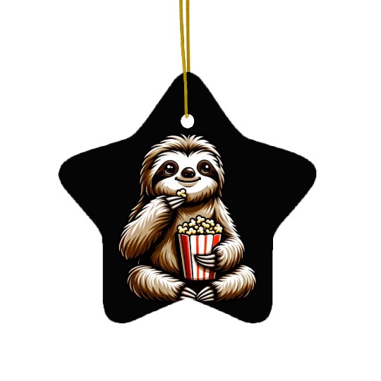 Sloth Popcorn Cinema Movie Night Ceramic Ornaments