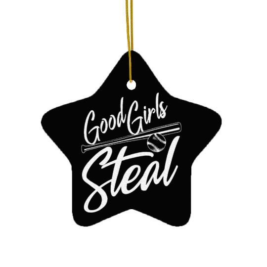 Softball Art Good Girls Steal Baseball Pitcher Ceramic Ornaments