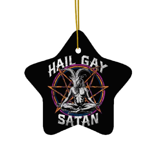 Funny Hail Gay Satan LGBT Goth Gay Pride Baphomet Ceramic Ornaments