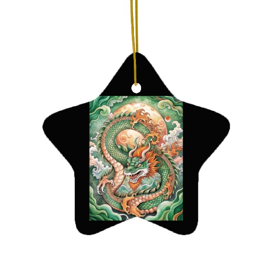 Traditional Chinese Dragon Ink Style Ceramic Ornaments
