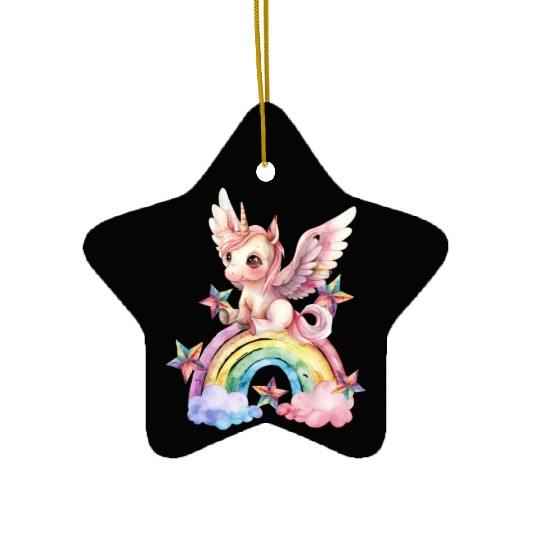 Rainbow & Unicorn Art Gifts for Girls & Teenagers Ceramic Ornaments