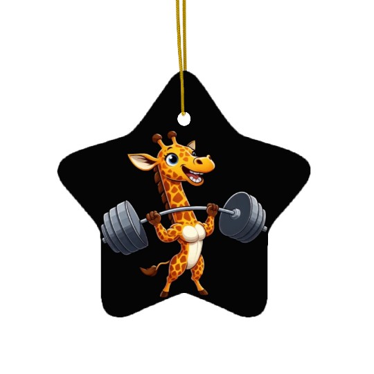 Giraffe Weightlifter Workout Dumbbell Fitness Ceramic Ornaments