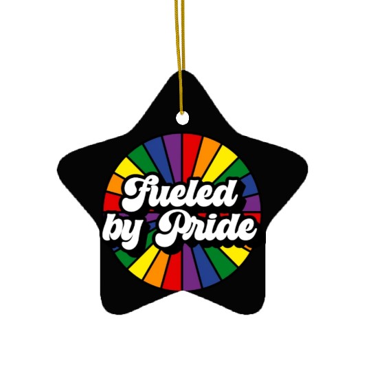Fueled by Pride Rainbow Ceramic Ornaments