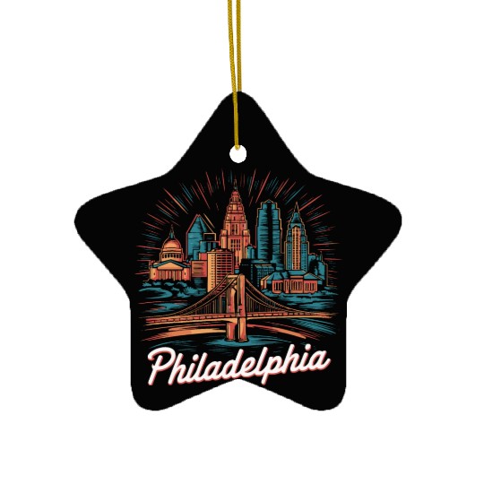Philadelphia Skyline Ceramic Ornaments