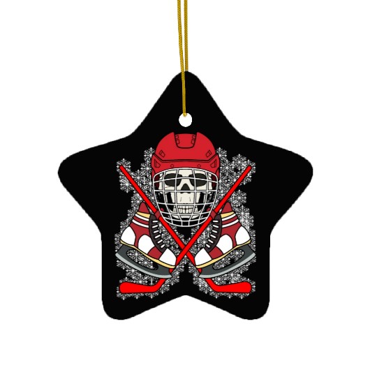 HOCKEY SKULL Ceramic Ornaments