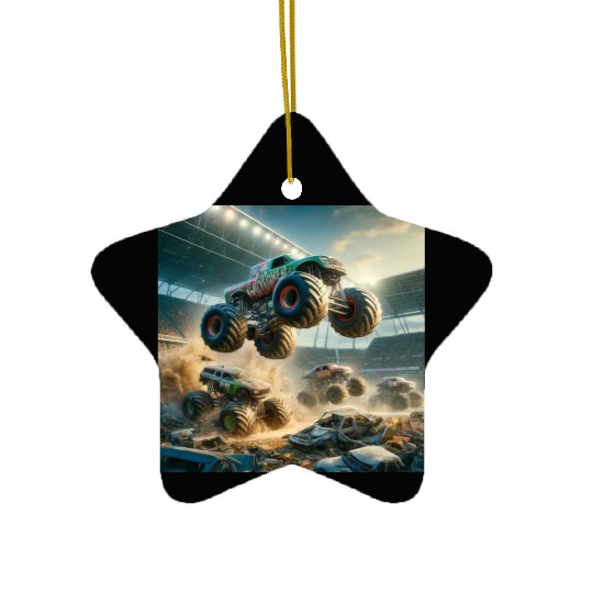 Monster Madness Monster Trucks Ceramic Ornaments