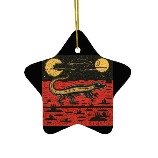 Giant Lizard Running Across The Australian Outback Ceramic Ornaments