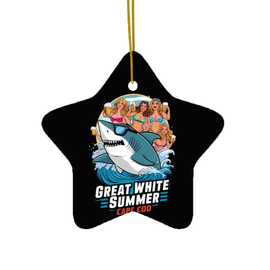 Stylish Great White Shark Ceramic Ornaments (Cape Cod)