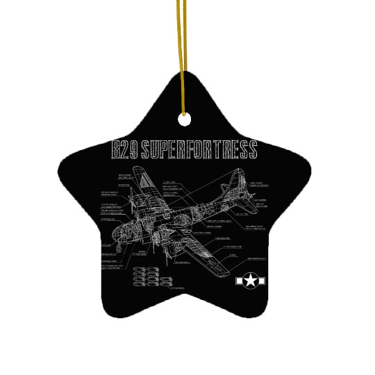 World War 2 Aircraft Blueprint WWII B29 Ceramic Ornaments
