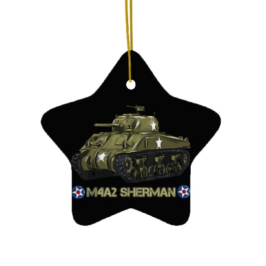 World War 2 American Tank M4A2 Sherman memorabilia Ceramic Ornaments