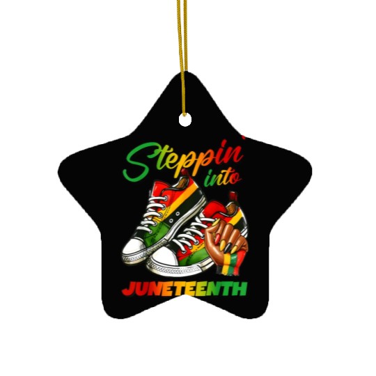 stepping into juneteenth Afro Woman Black Girl Ceramic Ornaments