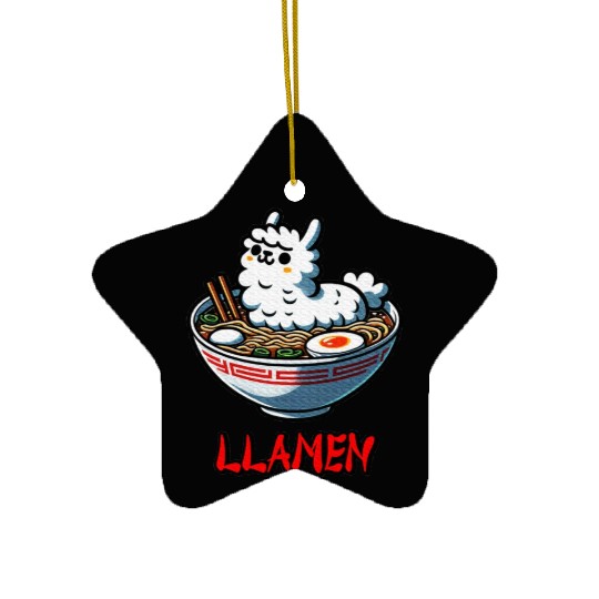 Llamen Noodles Chinese Food Alpaca Llama Lover Ceramic Ornaments