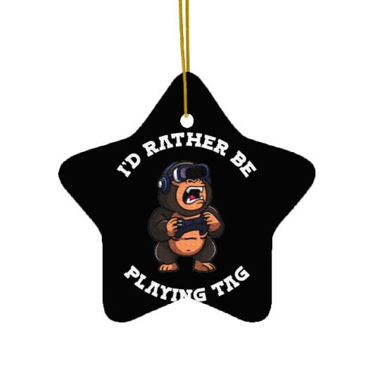 Gorilla Monkey I'd Rather Be Playing VR Gorilla Ceramic Ornaments
