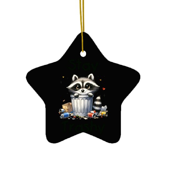 Raccoon in Trash Can - King of the Dumpster Ceramic Ornaments