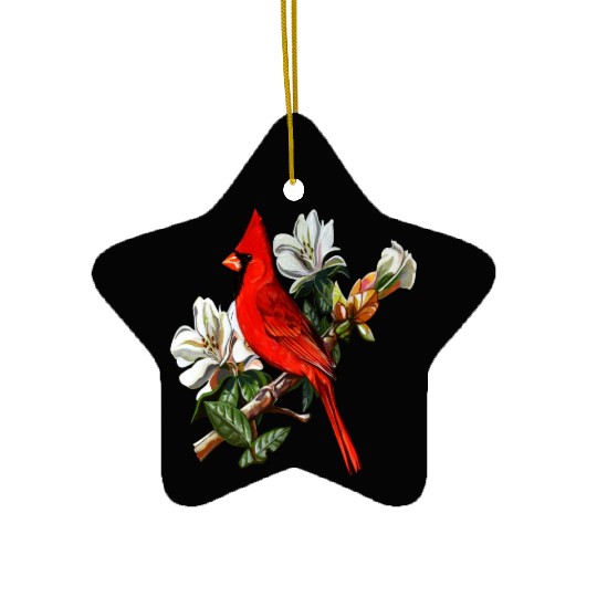 Northern Red Cardinal On A Branch Ceramic Ornaments