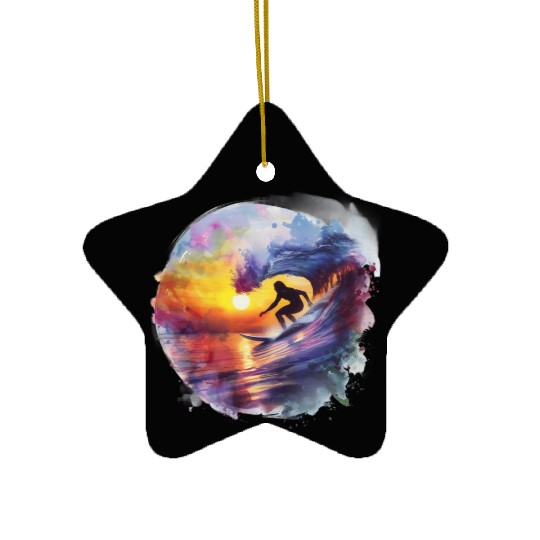 Watercolor Sunset Surfing Clipart | Surfboard, Ceramic Ornaments