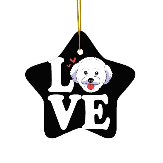 Cute Dog Face I Love My Bichon Frise Ceramic Ornaments