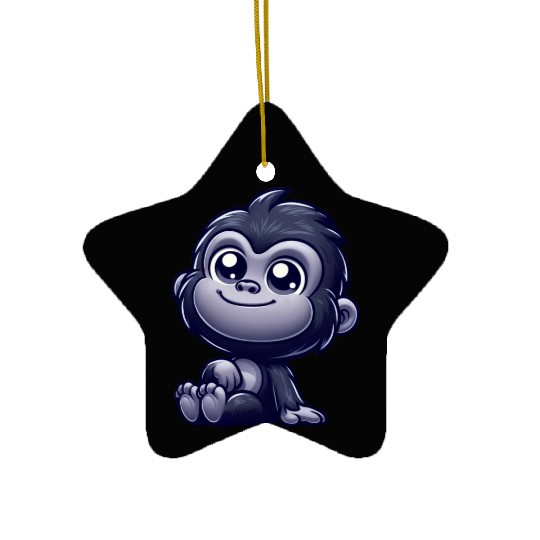 Cute monkey chimpanzee gorilla peaceful happy Ceramic Ornaments
