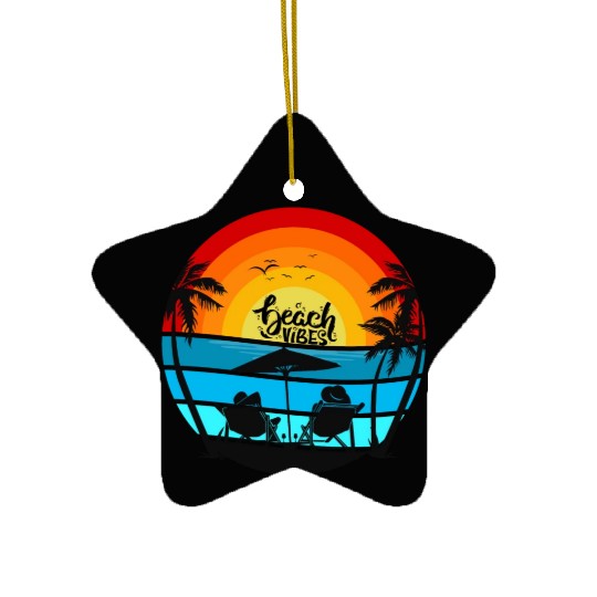 Beach Vibes - Ocean Scene - Adults & Cocktails Ceramic Ornaments