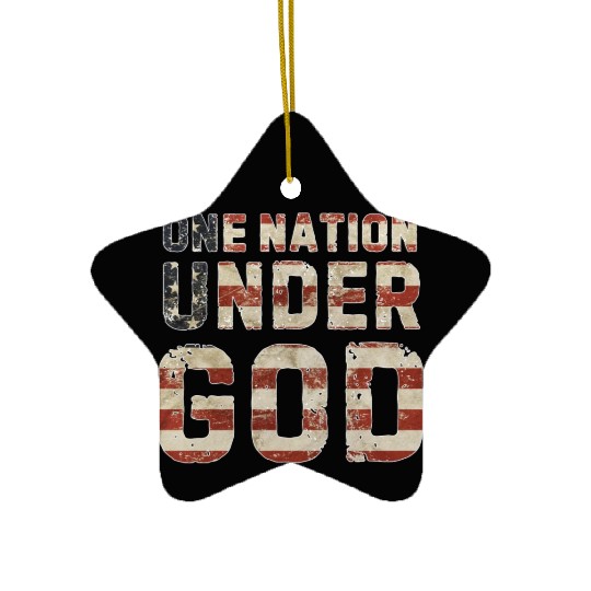 US American Flag One Nation Under God 4th Of July Ceramic Ornaments