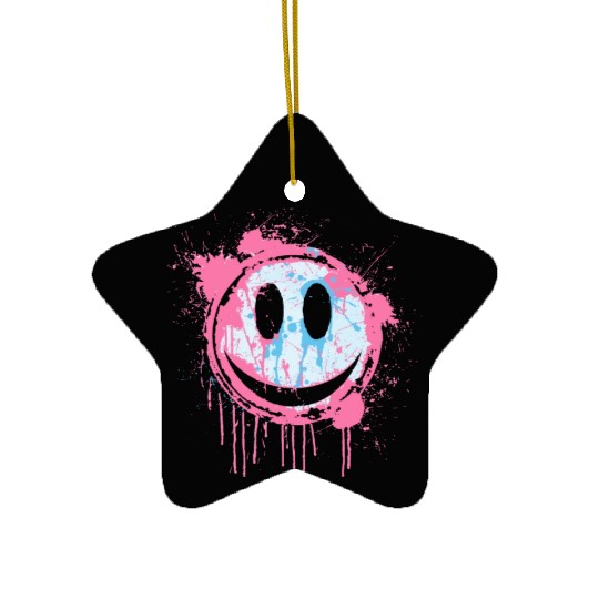 Graffiti Smiley Face - Urban Street Art Ceramic Ornaments