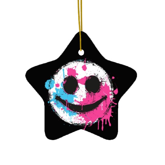 Graffiti Smiley Face - Urban Street Art Ceramic Ornaments
