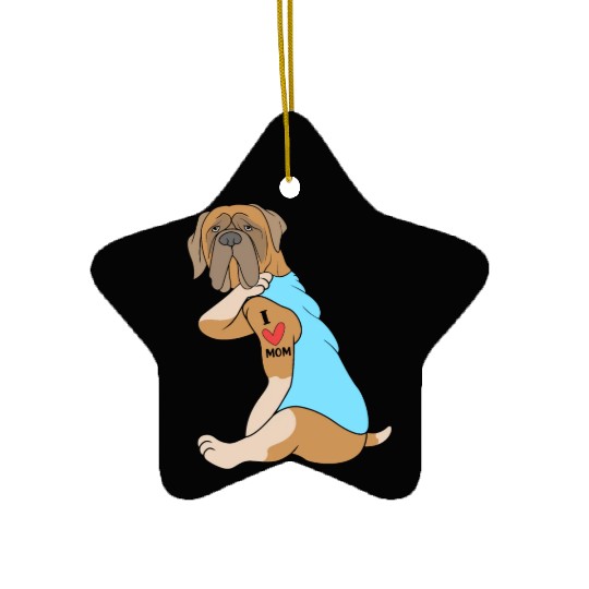 I Love Mom Tattoo Dog Funny Bullmastiff Ceramic Ornaments
