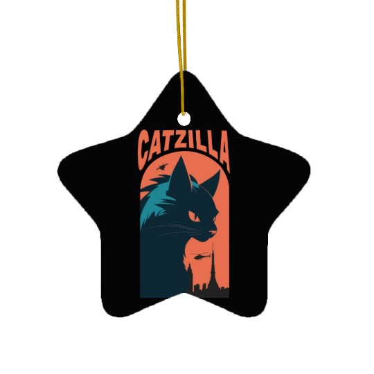 Catzilla king of Cat monster Ceramic Ornaments