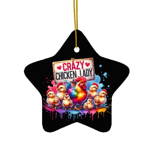 Crazy Chicken Lady Ceramic Ornaments