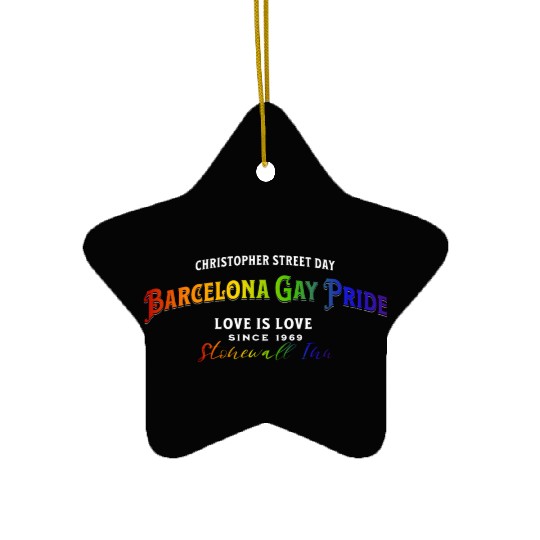 Barcelona Gay Pride Colors Of Rainbow LGBTQ+ Ceramic Ornaments