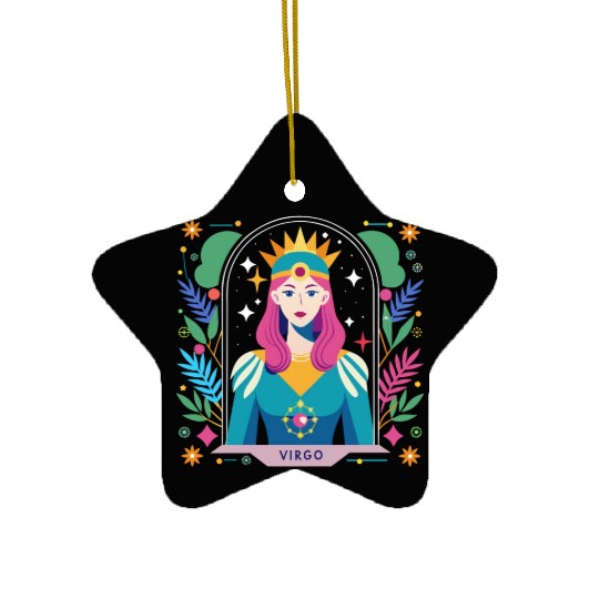 Floral Virgo Tarot Zodiac Graphic Ceramic Ornaments