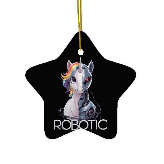 Funny Unicorn Robot Robotic Cuddling Cyborg Ceramic Ornaments