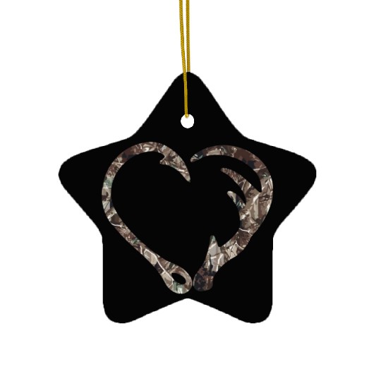 Camo US Flag Deer Skull Vintage Hunting Patriotic Ceramic Ornaments