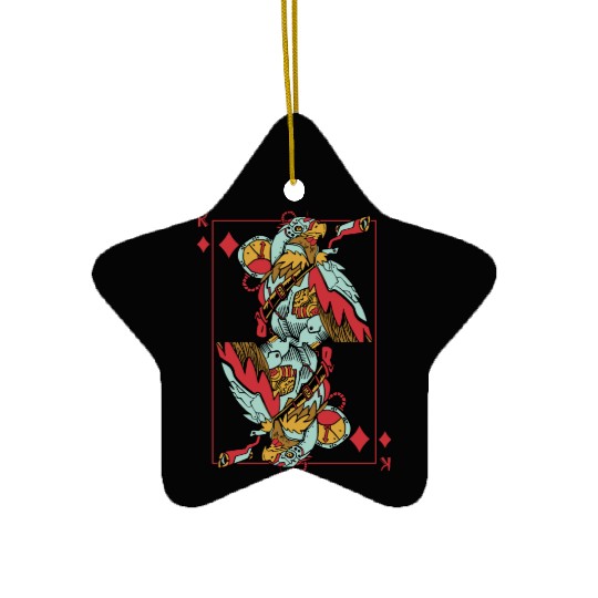 Eagle Steampunk Card Game King of Diamonds Poker Ceramic Ornaments