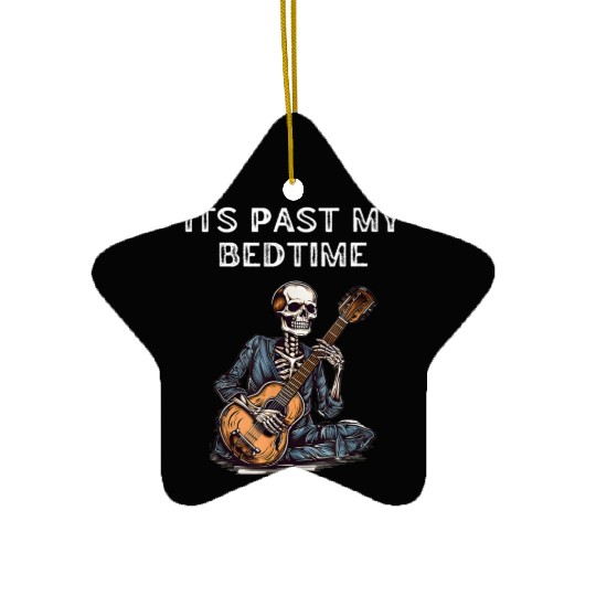 Past Bedtime Skeleton Playing Guitar Ceramic Ornaments