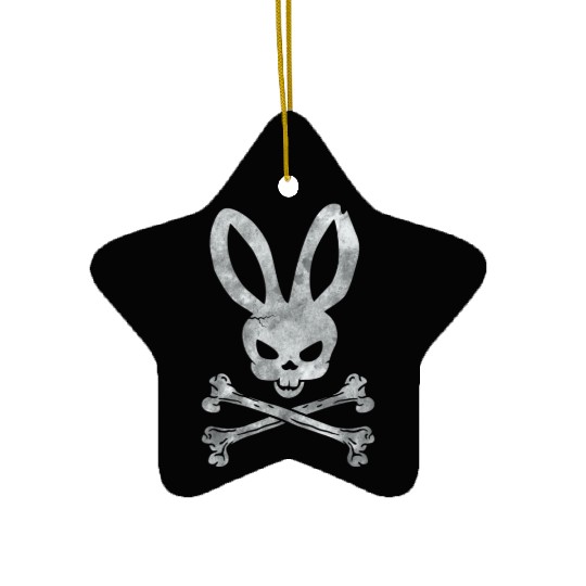 Funny Easter Bunny Crossbones Ceramic Ornaments