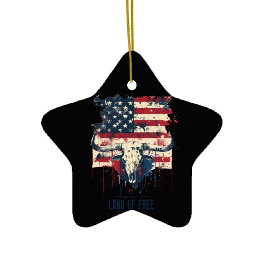 Land of the free because of the brave , 4 July Ceramic Ornaments