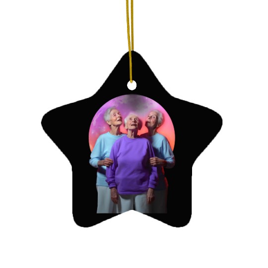 Granny Howling Moon Ladies Ceramic Ornaments