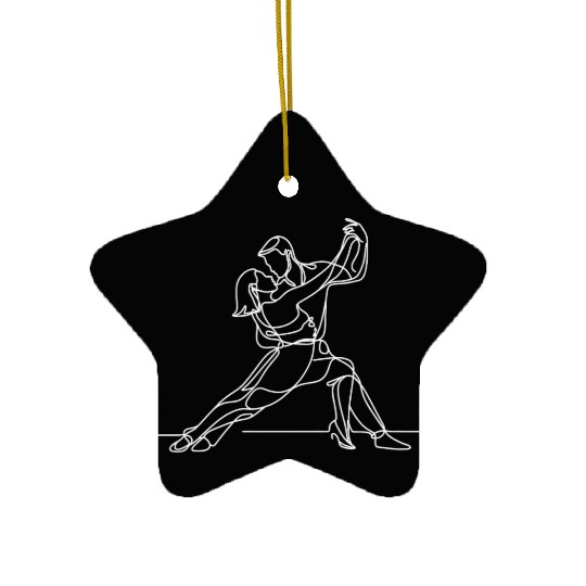 Elegant Tango Line Art – Dance with Grace Ceramic Ornaments