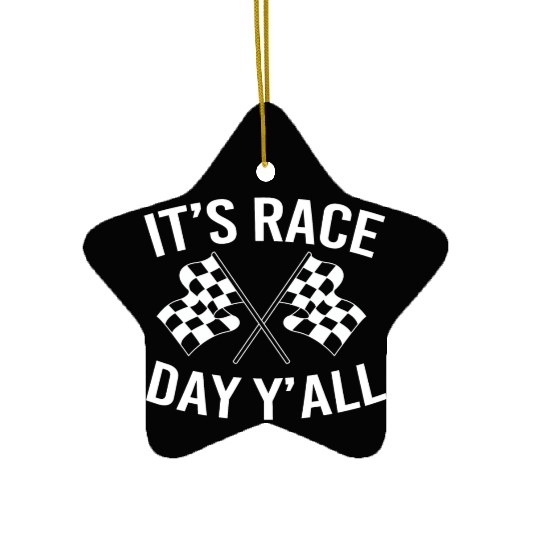 Drag Racing Racetrack Checkered Flag Race Day Ceramic Ornaments