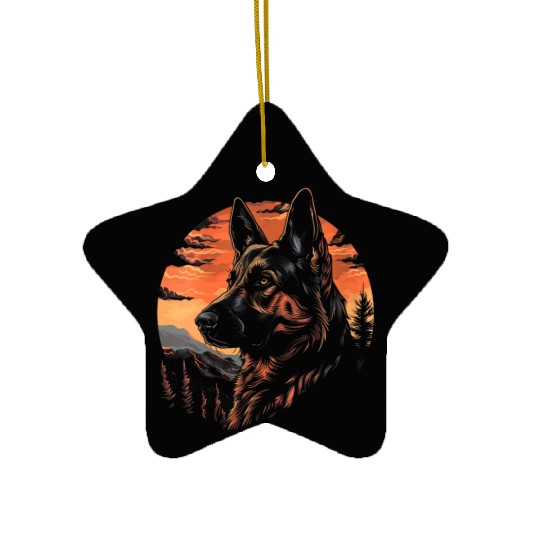 Colorful German Shepherd Outdoor Ceramic Ornaments