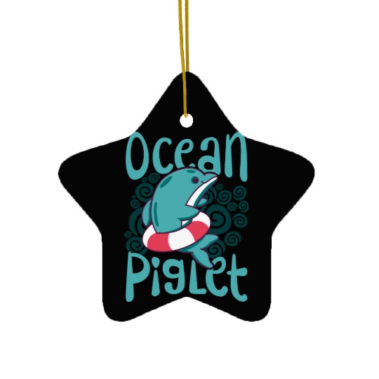 Funny Dolphin Lover Ocean Piglet Graphic for Aquat Ceramic Ornaments